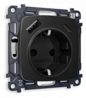 Розетка с заземлением и 2хUSB type A и C, без рамки Ambrella Volt OMEGA MO810010
