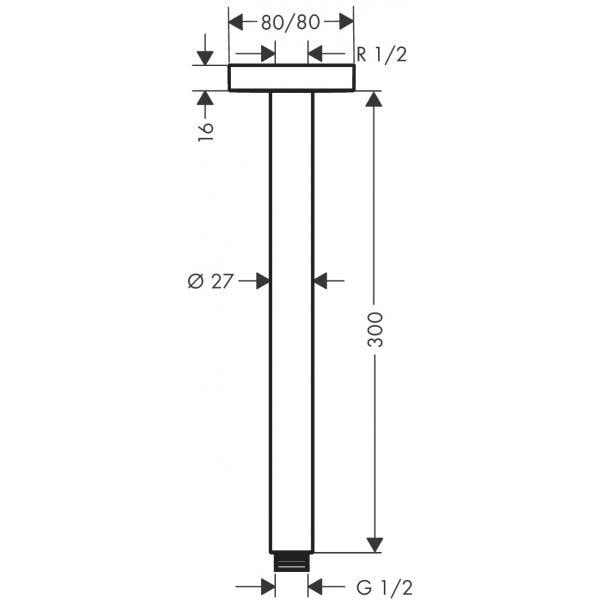 Потолочное подсоединение hansgrohe E 27388000 300 мм