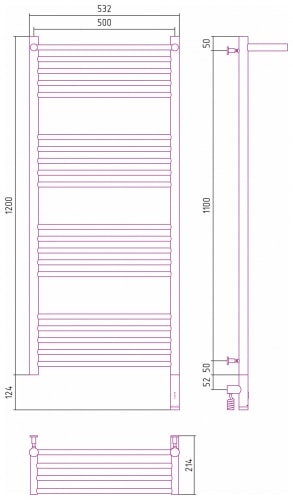 Электрический полотенцесушитель Сунержа Богема 3.0 с 1 полкой 1200х500 15-5807-1250 темный титан муар