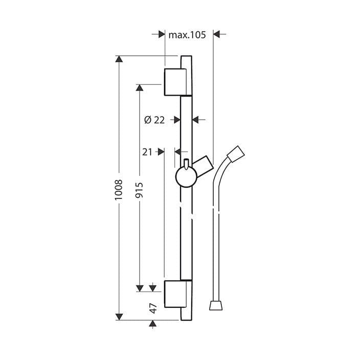 Душевая штанга hansgrohe Unica S Puro 28631670 90 см со шлангом