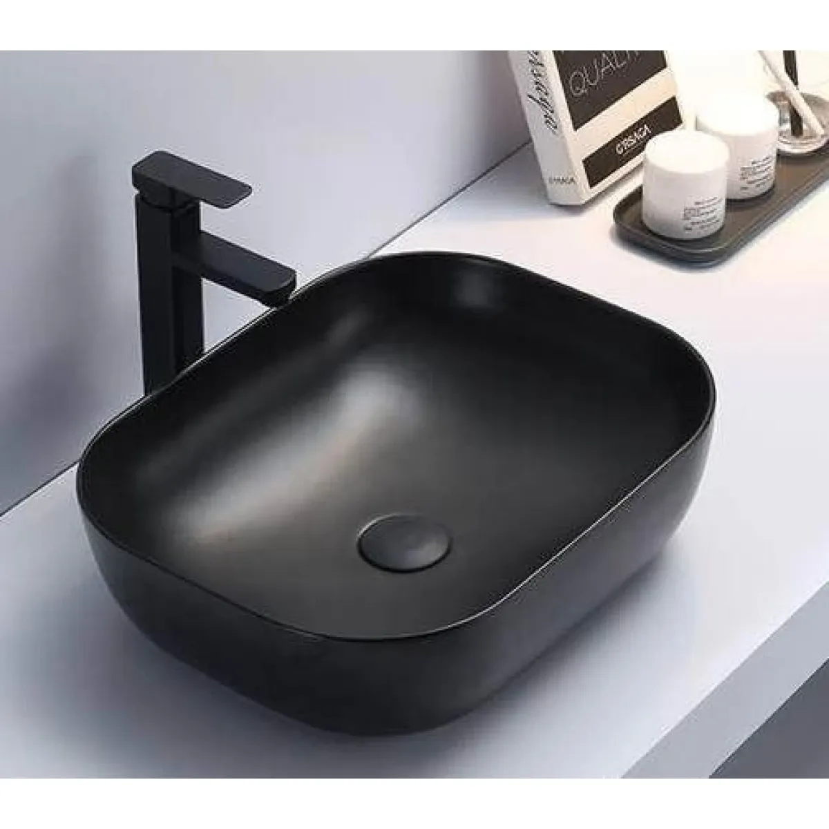 Раковина-чаша CeramaLux 78104MB 49x39,5 см, накладная, черный матовый