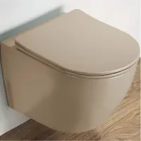 Унитаз подвесной CeramaLux 2197MC безободковый, с сиденьем микролифт, капучино матовый