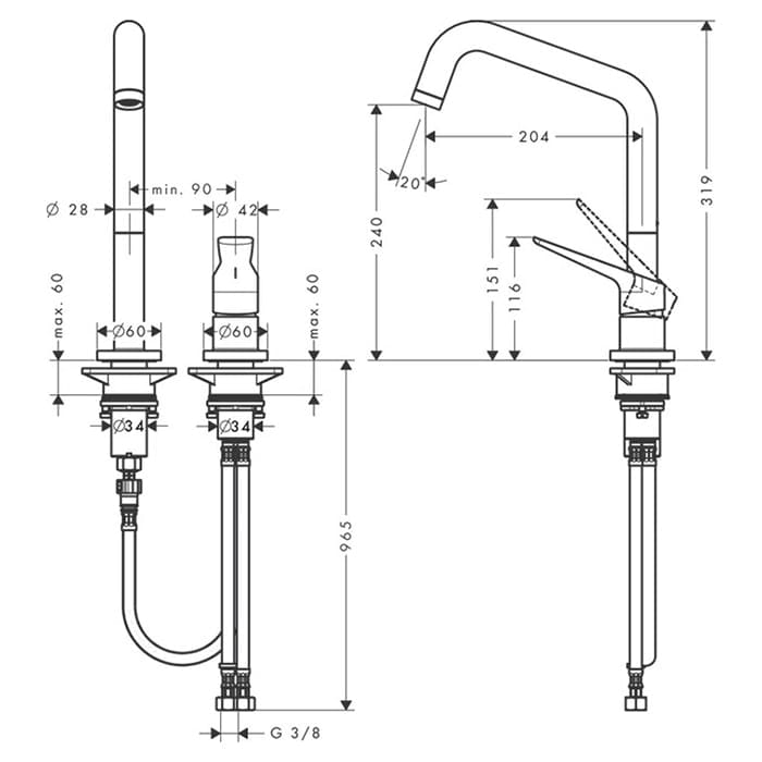 Смеситель для кухни Axor Citterio M 34820800 нержавеющая сталь