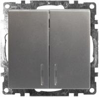 Выключатель двухклавишный с подсветкой без рамки Stekker Катрин 39579