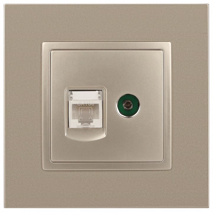 ТВ-розетка и розетка Ethernet RJ-45 без рамки Эра Эра Elegance 14-3110-04