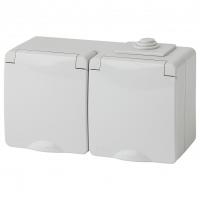 Розетка с заземлением с крышкой Эра Эра Эксперт 11-2603-03