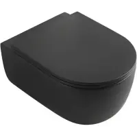 Унитаз подвесной Veconi Rino VRI-49TB безободковый, торнадо, с сиденьем микролифт, черный матовый