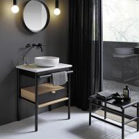 Тумба с раковиной Burgbad Mya 65 SFKH065 F3192 C0037*1 дуб черный/белый/бежевый