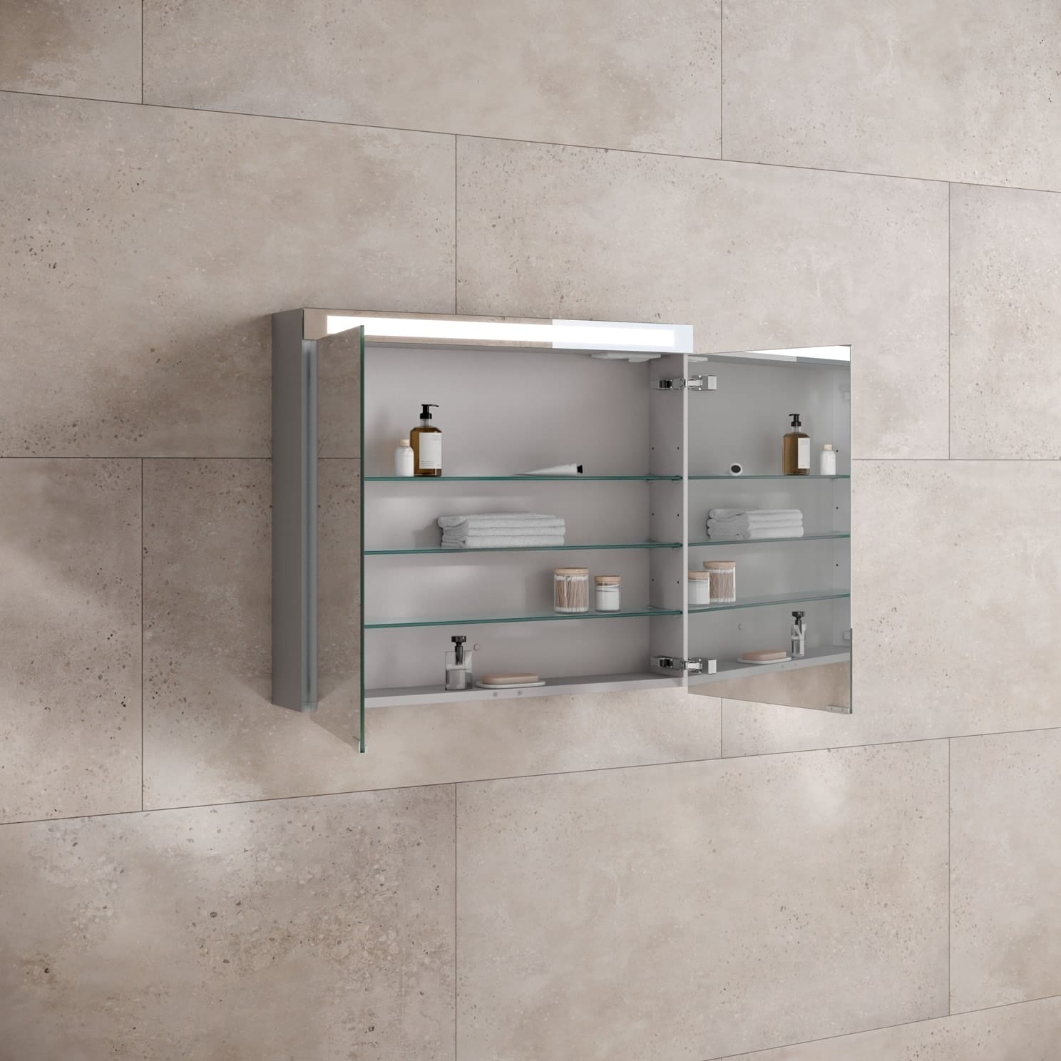 Шкаф зеркальный Keuco Royal E-One 80 44302171301 с подсветкой анодированное серебро