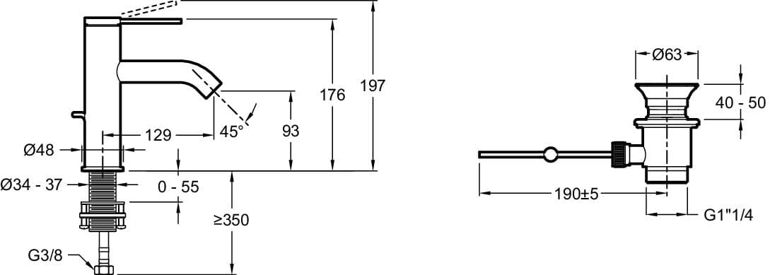 Смеситель для раковины Jacob Delafon Grands Boulevards E77958-4A-2MB с донным клапаном полированная латунь