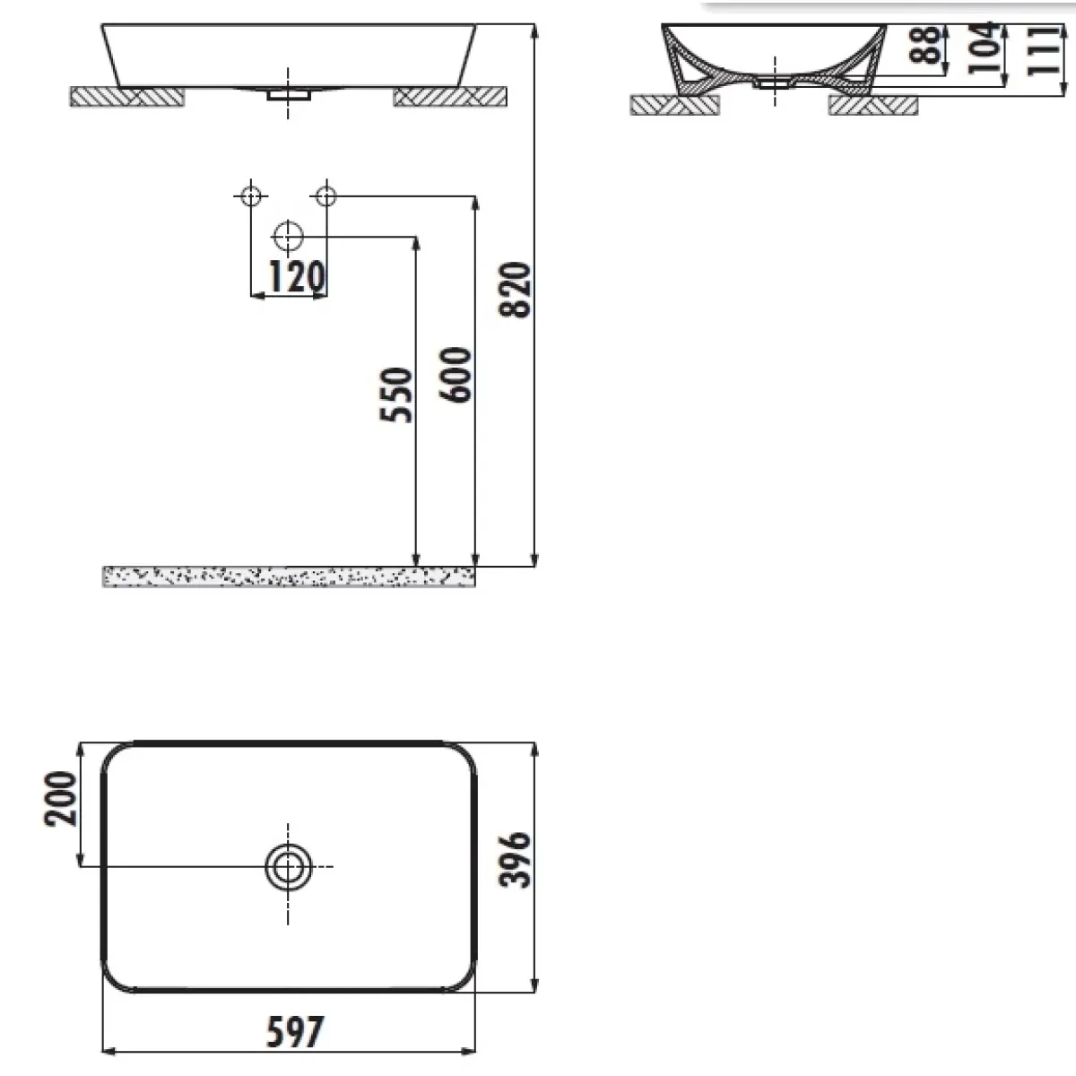 Раковина 59,7x39,6 см Creavit Ultra UL060-00SI00E-0000