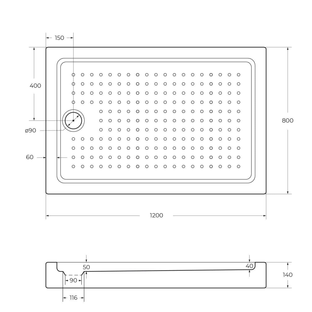Душевой поддон Cezares 120 TRAY-A-AH-120/80-15-W0 белый