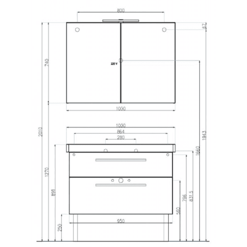 Зеркальный шкаф с подсветкой Villeroy&Boch 2DAY2 A43880E4 (кат A438F8E4) белый глянец