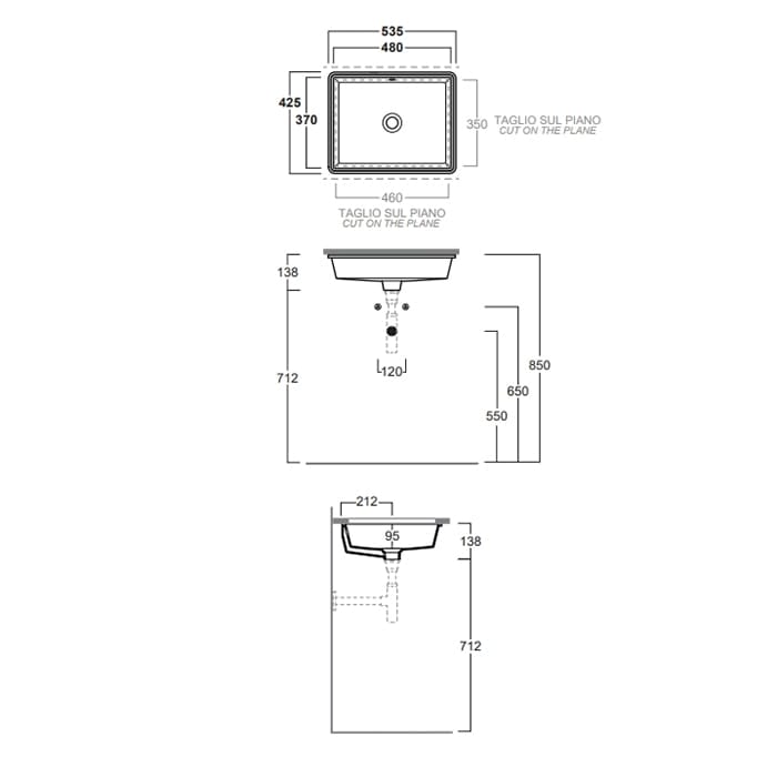 Раковина Simas Lavabi d'arredo 48 S59 cemento matt*0 цемент матовый