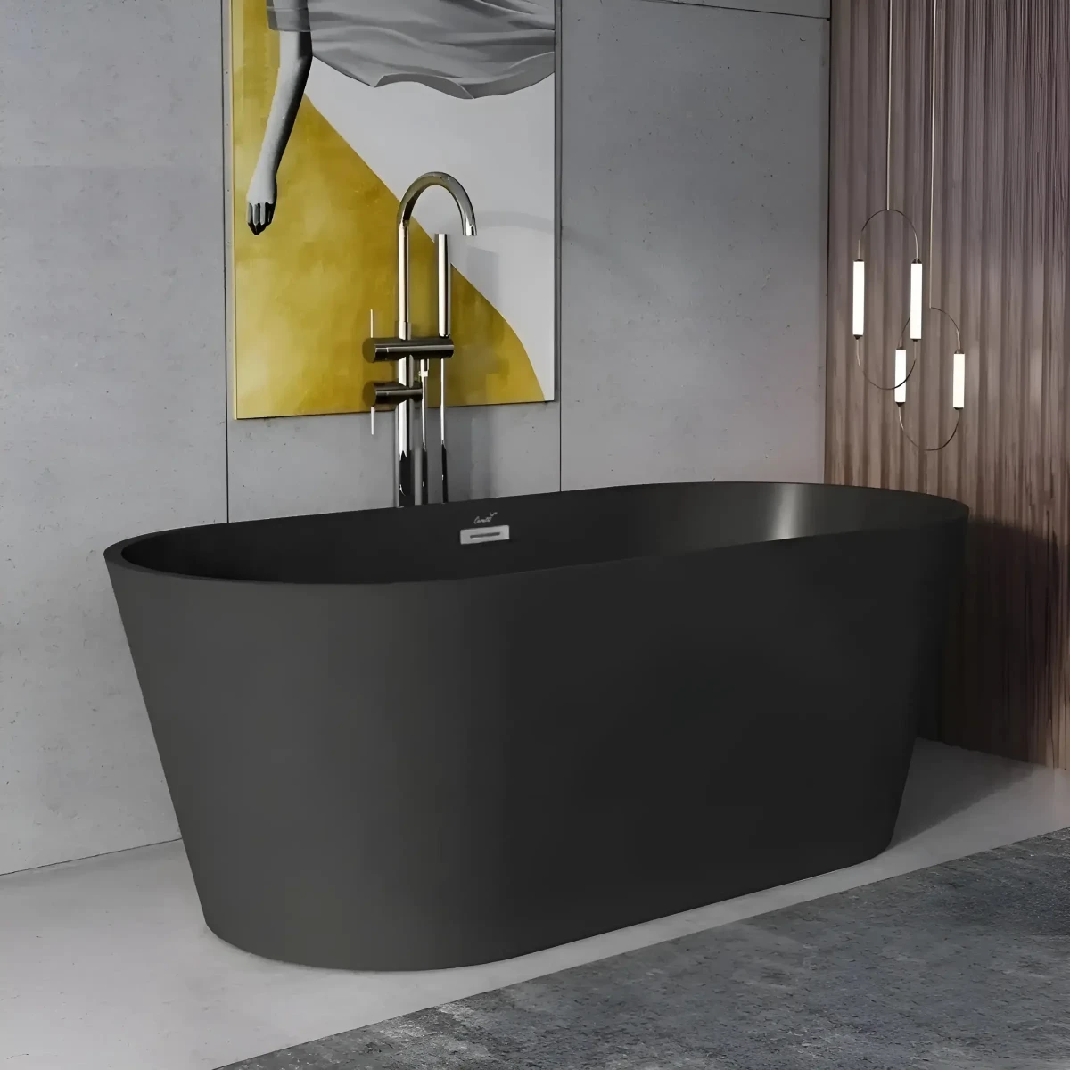 Акриловая ванна Ceruttispa Resia CT9905 168x73 см, отдельностоящая, черный матовый