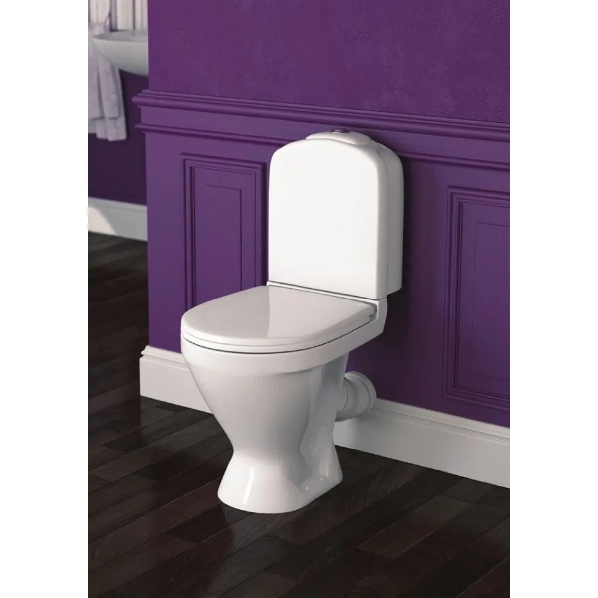 Унитаз-компакт Sanita Luxe Classic WC.CC/Classic/2-TM/WHT.G/S1 косой выпуск, с сиденьем микролифт термопласт, белый