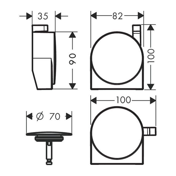Внешняя часть излива на ванну hansgrohe Exafill S 58117670 с набором для слива и перелива черный матовый
