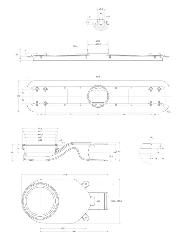 Душевой лоток BelBagno BB-LD-LUCE-60-CR
