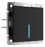 Выключатель сенсорый одноклавишный с подсветкой и функцией Wi-Fi без рамки Werkel черный W4510608