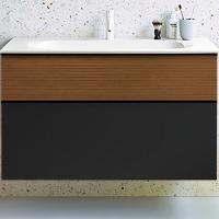 Тумба с раковиной Burgbad Fiumo 100 SFXN102F3958FOT52G0200C0001*1 графит матовый/тик корица