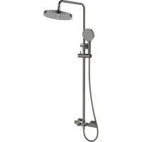 Душевая система Cezares Rain RAIN1-CD-T-GM 250 мм, с термостатом, оружейная сталь матовый