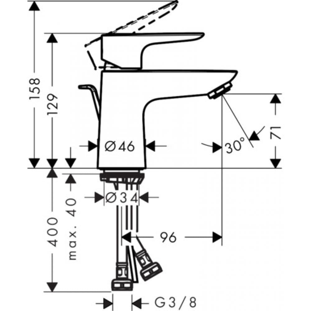 Смеситель для раковины hansgrohe Talis E 80 LowFlow 71705000 со сливным гарнитуром