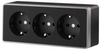 Розетка тройная с заземлением и со шторками Werkel Gallant (черный с серебром) W5073134