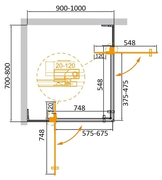 Душевой уголок Cezares Slider 70 SLIDER-AH-2-70/80-100/110-GRIGIO-NERO черный