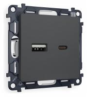 Розетка 2хUSB type A и C без рамки Ambrella Volt Quant MA911010