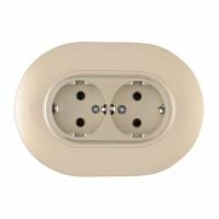 Розетка двойная с заземлением и со шторкой Arte Milano SET08-2 SET08-double-40-2 shampan