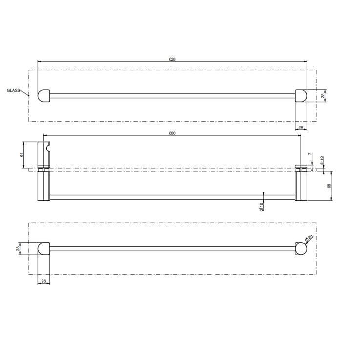 Полотенцедержатель Gessi Rilievo 60 см 59566#299 черный матовый