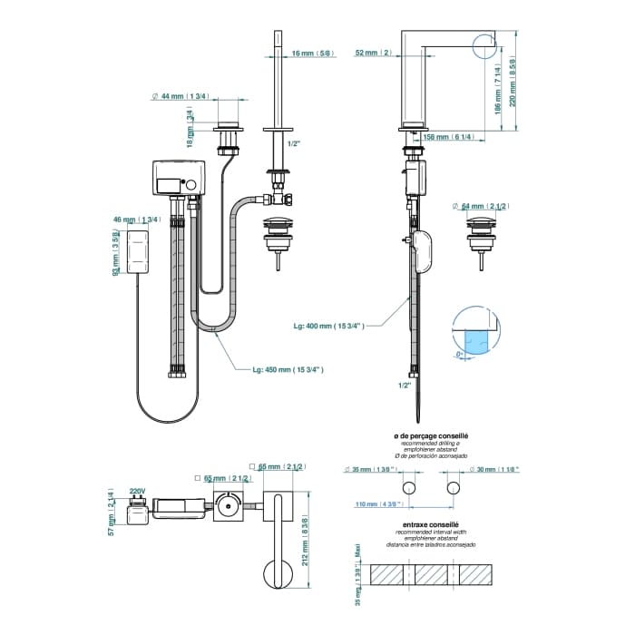Смеситель для раковины THG Icon-X a manettes U7H.A02.170V