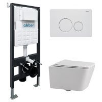 Комплект унитаза с инсталляцией Abber Rechteck AC1201-AC0105-AC0121MW с белой матовой клавишей