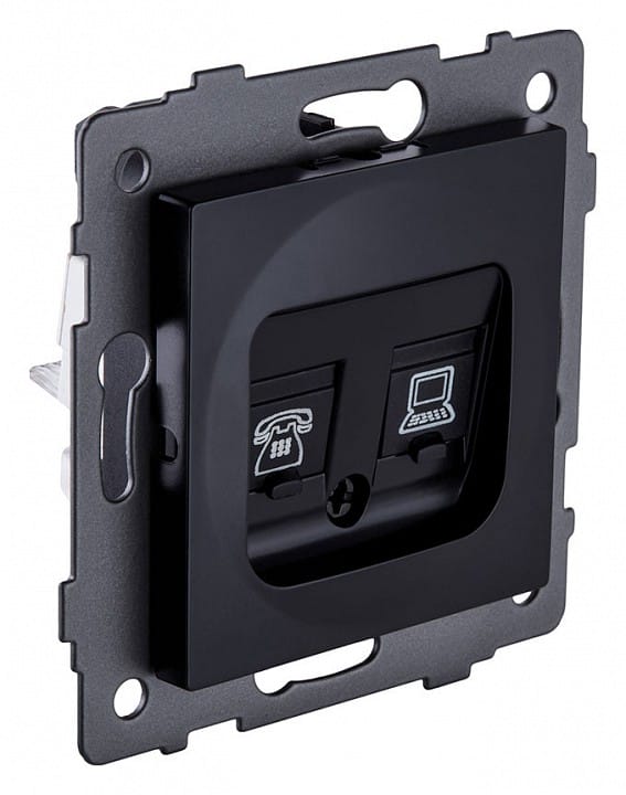 Розетка двойная RJ-11 и Ethernet RJ-45, без рамки Kollinger  REA-011BK