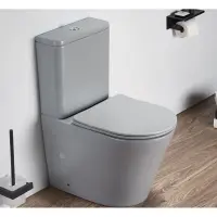 Унитаз-компакт CeramaLux 2179XMH безободковый, с сиденьем микролифт, светло-серый матовый