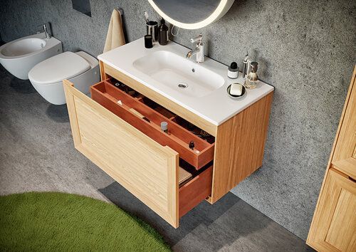 Тумба с раковиной Bagno Piu Millennio 80 ML1-80-00 + QS08146101 дуб прозрачный