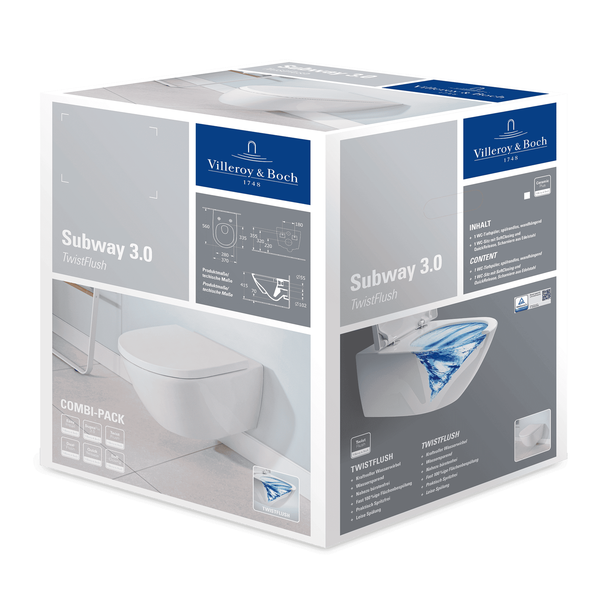 Подвесной унитаз Villeroy&Boch Subway 3.0 4670TSR1 с сиденьем микролифт