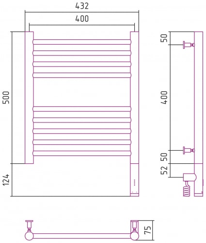 Электрический полотенцесушитель Сунержа Богема 3.0 прямая 500х400 00-5805-5040