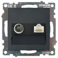 ТВ-розетка и розетка Ethernet RJ-45 без рамки Stekker Катрин 49182