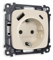 Розетка с заземлением и 2хUSB type A и C без рамки Ambrella Volt Quant MO330010