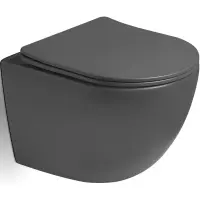 Унитаз подвесной Vincea Globo VT1-14STMA безободковый, торнадо, с сиденьем микролифт, антрацит матовый