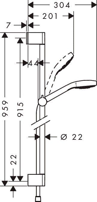 Душевой набор hansgrohe Croma Select E 1jet 26594400 со штангой 90 см белый/хром