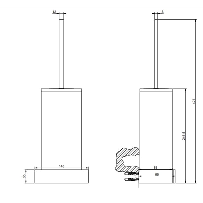 Туалетный ершик Gessi Rettangolo 20819#080 золото