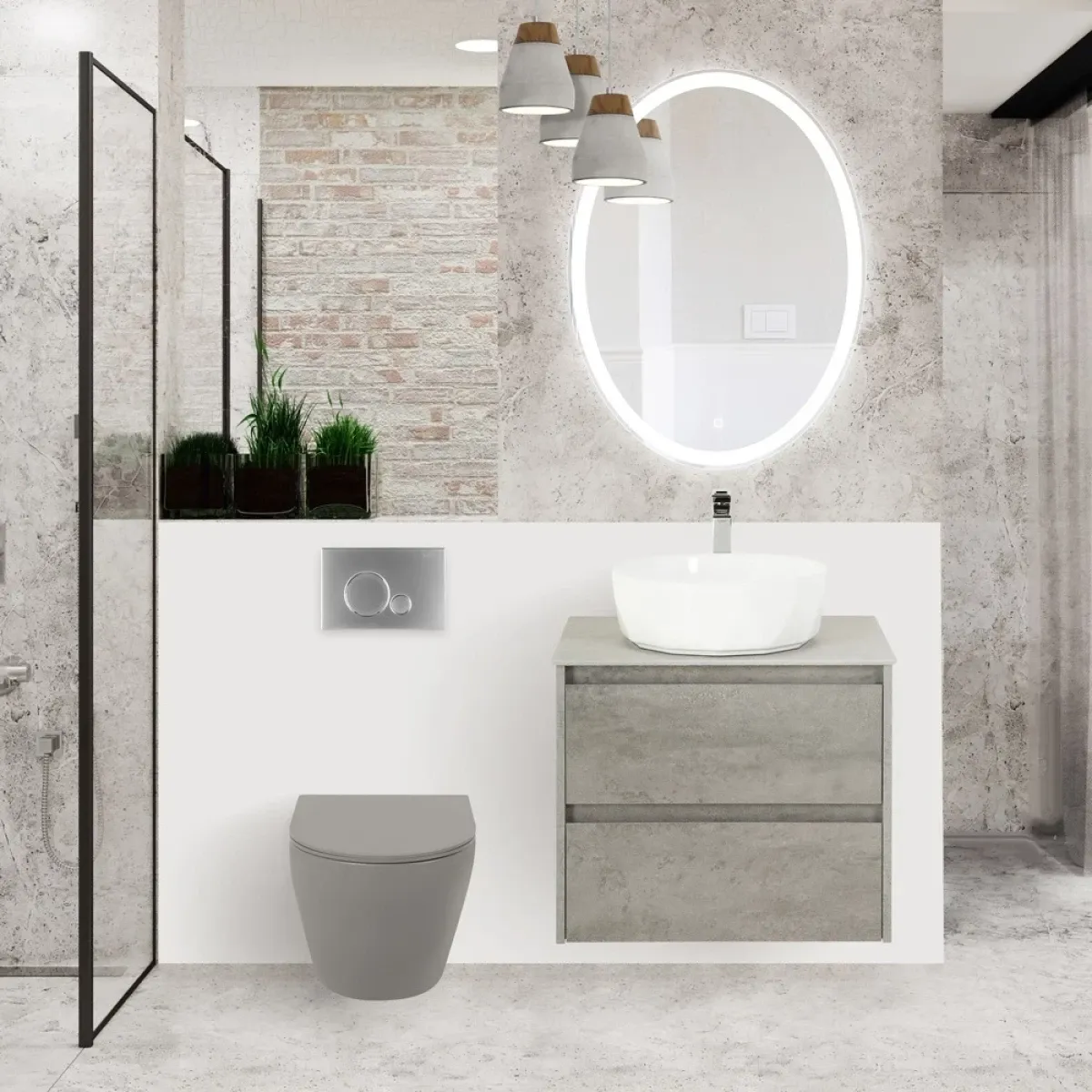 Унитаз подвесной BelBagno Colorato BB062CHR-GR безободковый, серый матовый