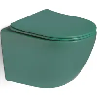 Унитаз подвесной SantiLine SL-5107 безободковый, с сиденьем микролифт, зеленый матовый