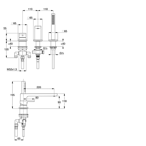Смеситель для ванны и душа Kludi Renon 424483975 черный матовый