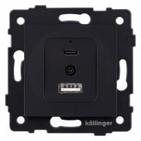 Розетка 2хUSB type A и C без рамки Kollinger  REA-037BM
