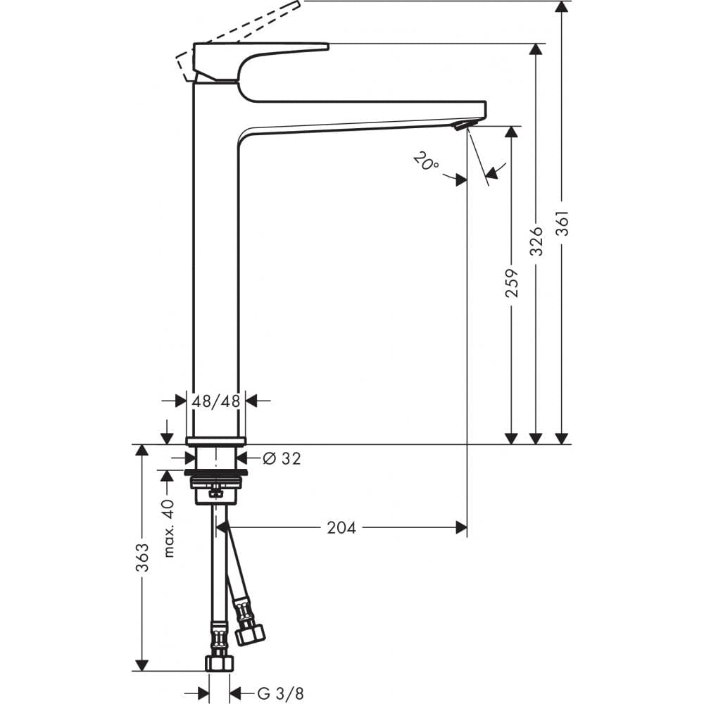 Смеситель для раковины hansgrohe Metropol 260 32512700 со сливным клапаном Push-Open