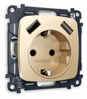 Розетка с заземлением и 2хUSB type A без рамки Ambrella Volt Quant MO609010