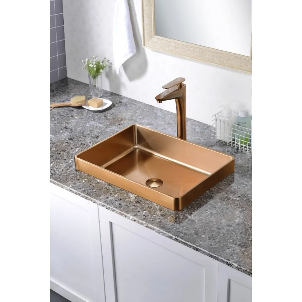 Раковина Abber Wasser Kreis AF2401MRG 51x36 см, встраиваемая сверху, розовое золото матовый